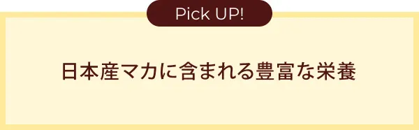 Pick UP!日本産マカに含まれる豊富な栄養