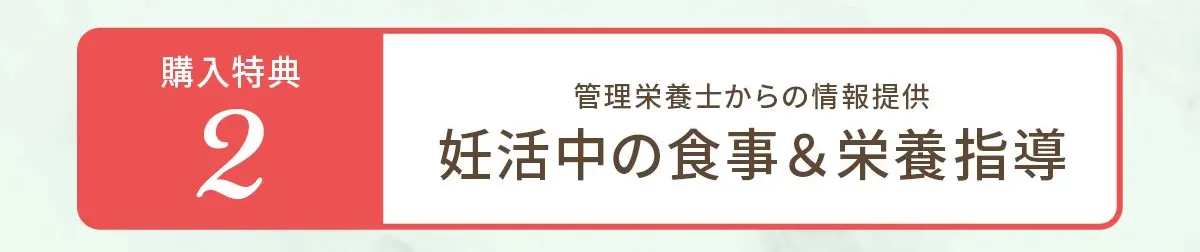 購入特典その2 管理栄養士からの情報提供 妊活中の食事＆栄養指導